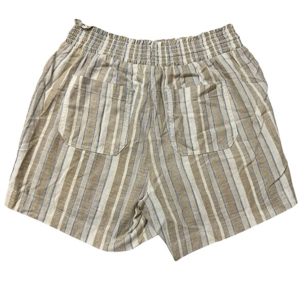 Briggs Women’s Size SMALL Linen/Rayon Shorts Tan/Blue/Cream Striped 4 Pocket - Picture 6 of 9